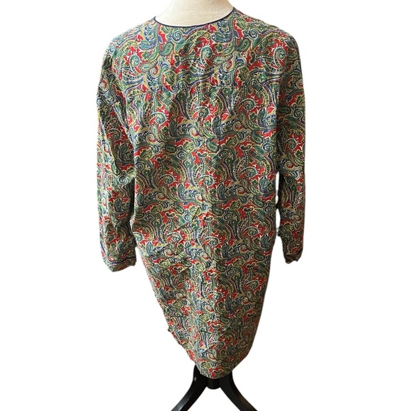Go Softly Women's Sleep Shirt Medium Long Sleeve Multicolor Paisley 1/2 Button - Picture 4 of 5